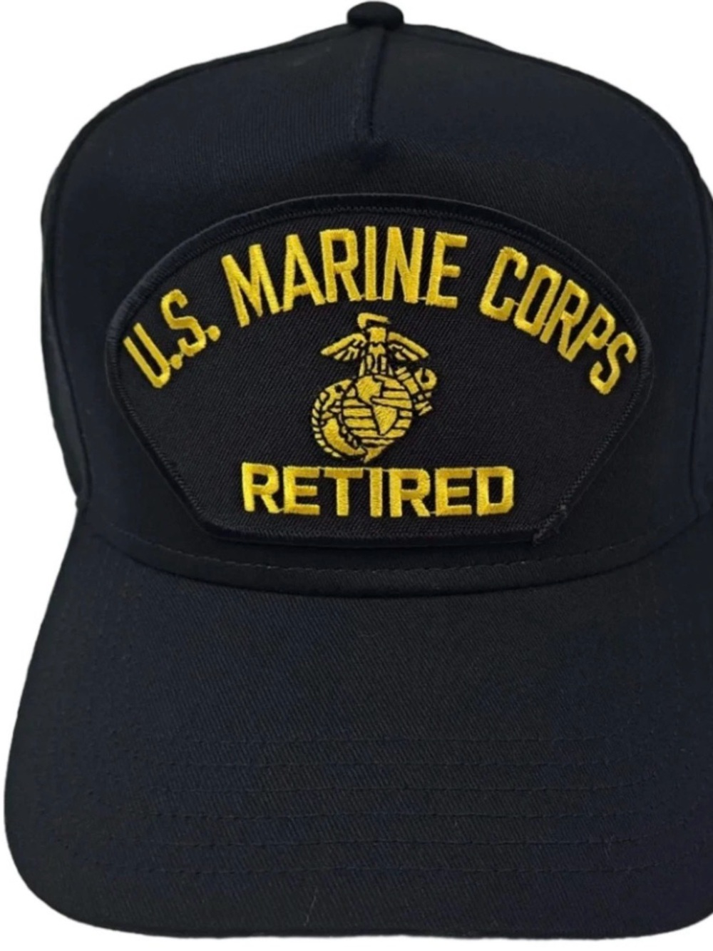 Marine Corps Retired Embroidered Patch Hat Baseball Cap Adjustable Black